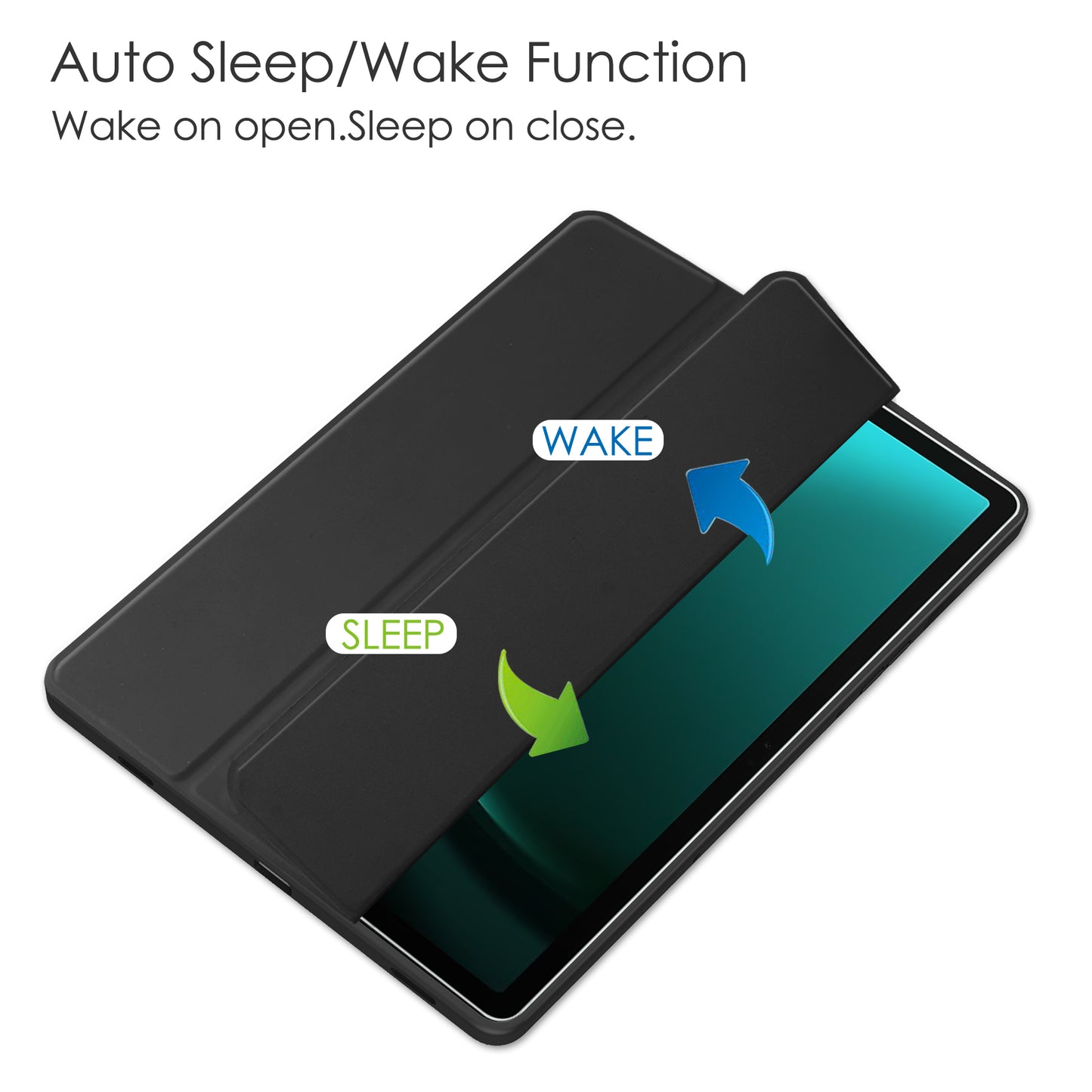 For Samsung Galaxy Tab S9 FE+ Clear Case Pen Slot Tablet Tri-fold Stand Cover - Black