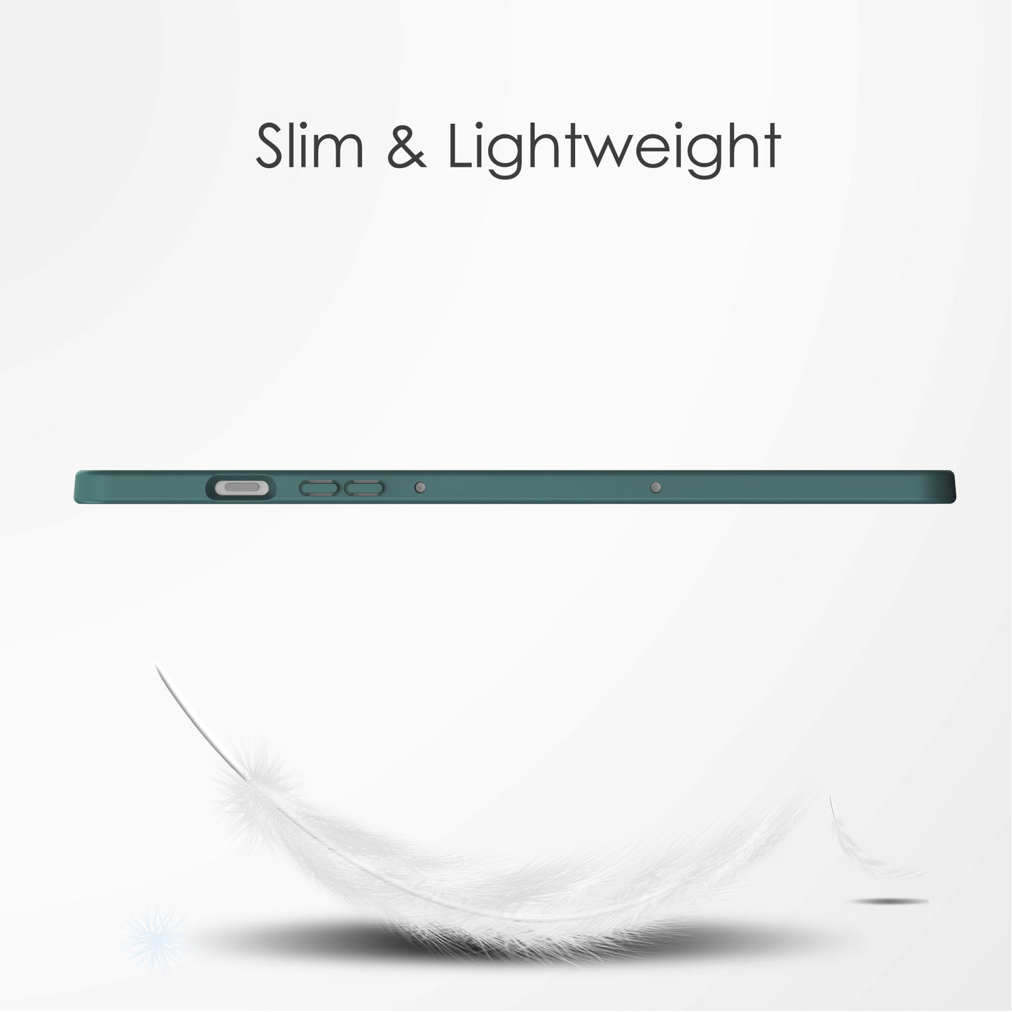 For Samsung Galaxy Tab S9 FE+ Clear Case Pen Slot Tablet Tri-fold Stand Cover - Green