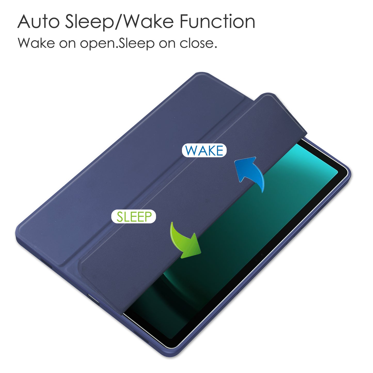 For Samsung Galaxy Tab S9 FE+ Clear Case Pen Slot Tablet Tri-fold Stand Cover - Dark Blue