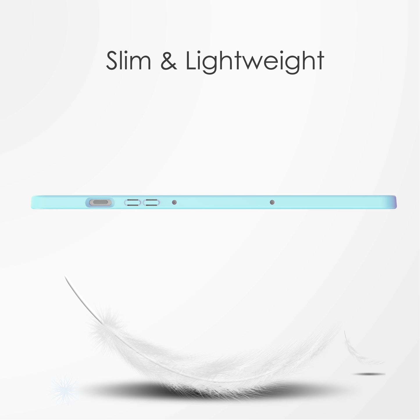 For Samsung Galaxy Tab S9 FE+ Clear Case Pen Slot Tablet Tri-fold Stand Cover - Baby Blue