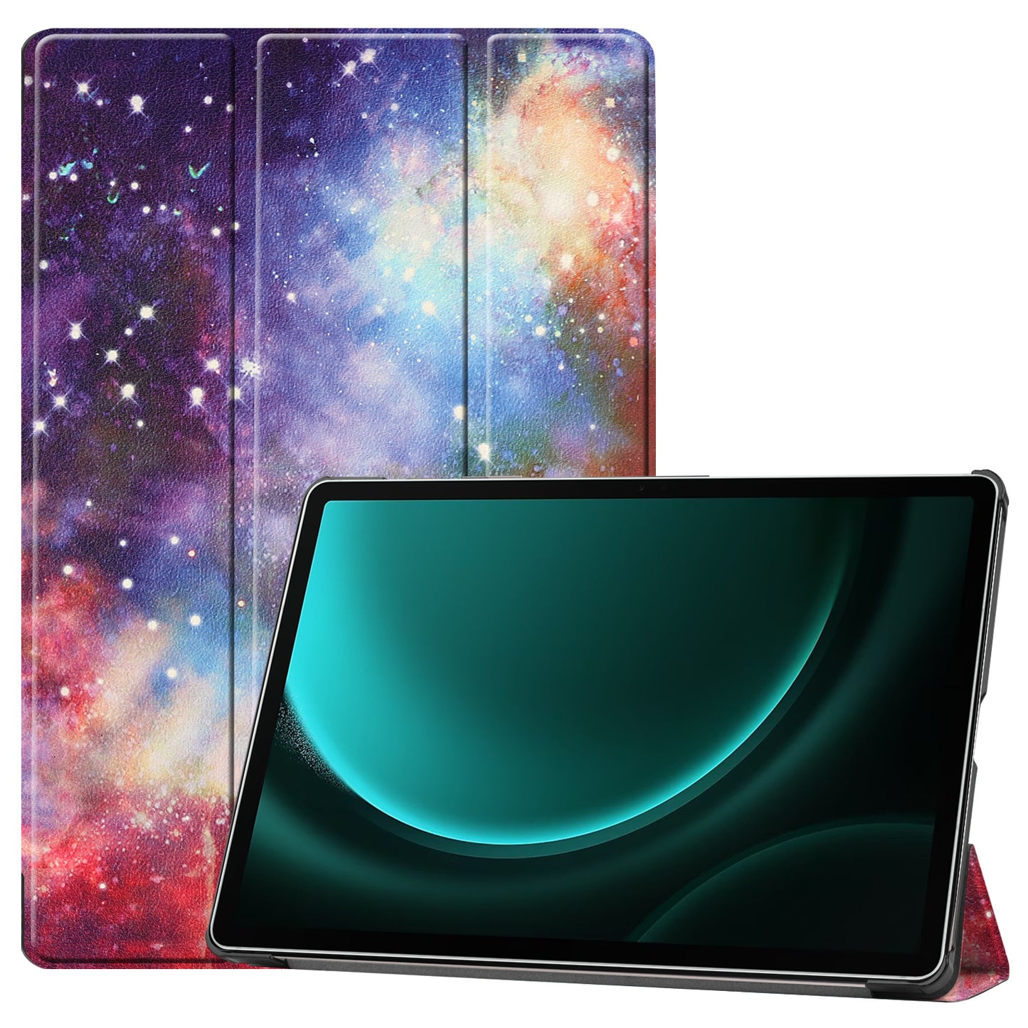 For Samsung Galaxy Tab S9 FE+ Case Tri-fold Stand PU Leather Tablet Cover - Galaxy
