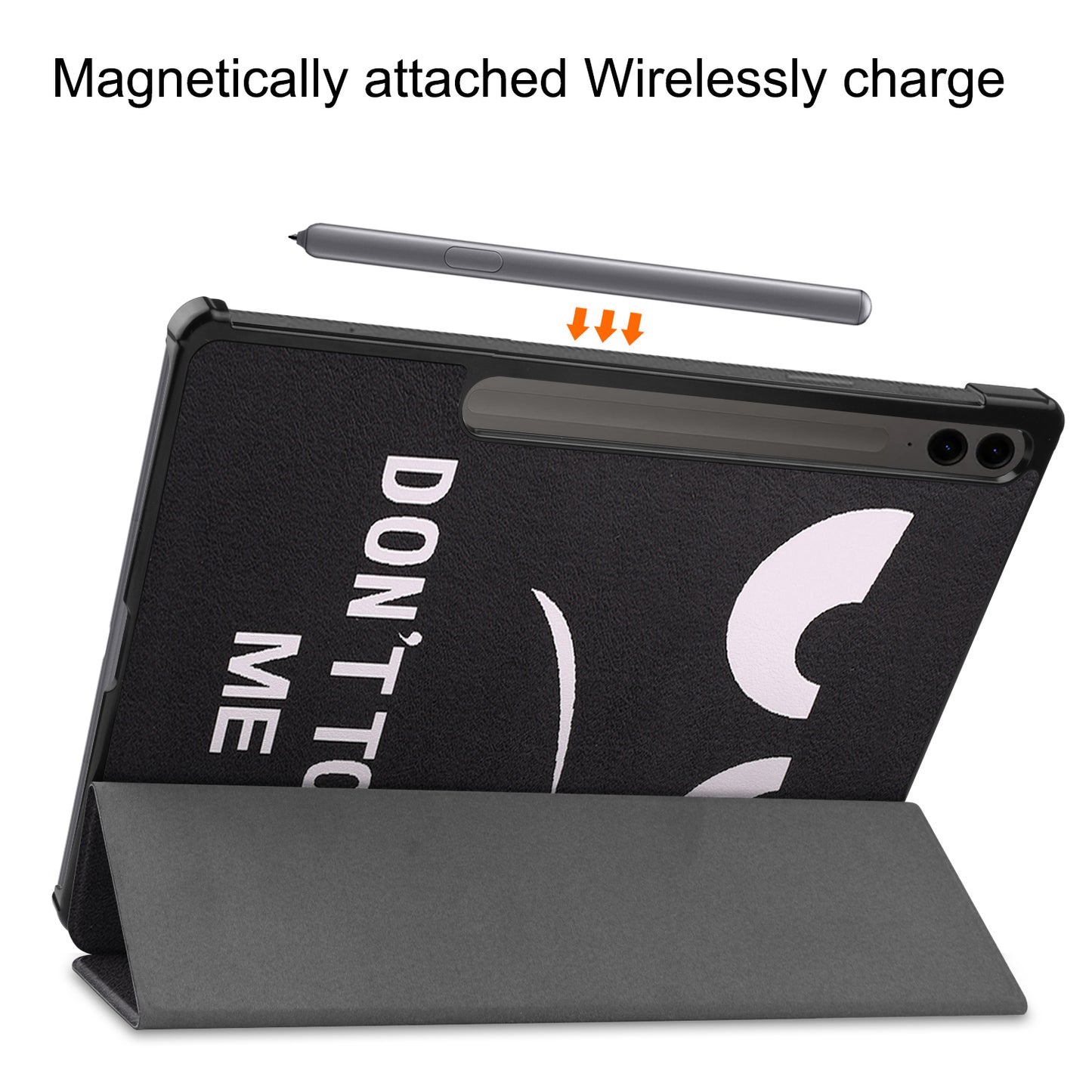 For Samsung Galaxy Tab S9 FE+ Case Tri-fold Stand PU Leather Tablet Cover - Don't Touch Me