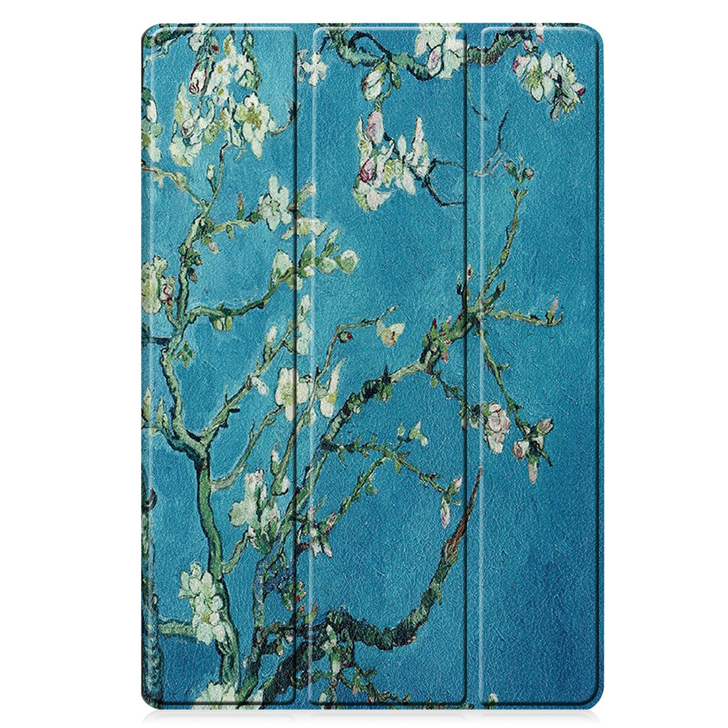 For Samsung Galaxy Tab S9 FE+ Case Tri-fold Stand PU Leather Tablet Cover - Apricot Blossom