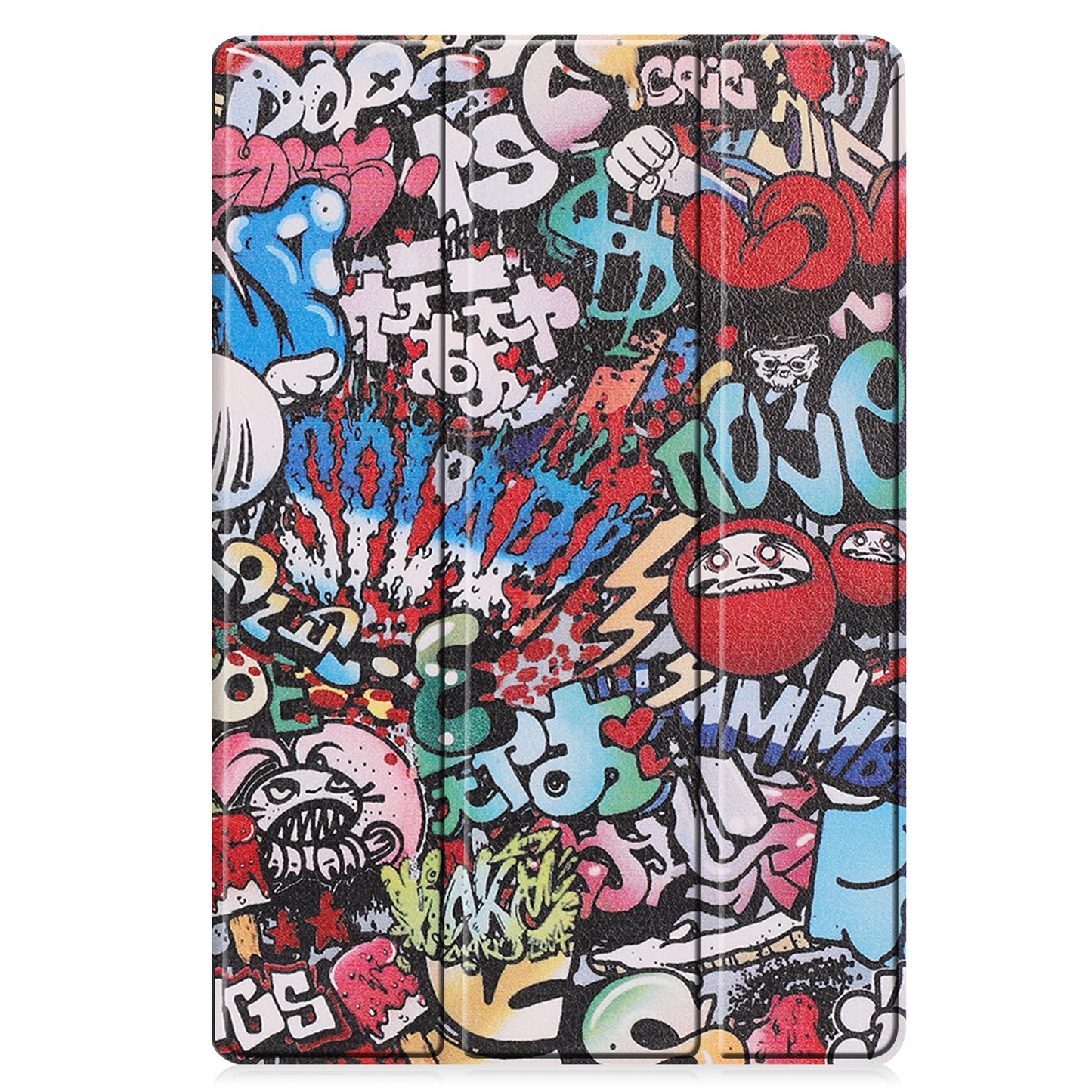 For Samsung Galaxy Tab S9 FE+ Case Tri-fold Stand PU Leather Tablet Cover - Graffiti