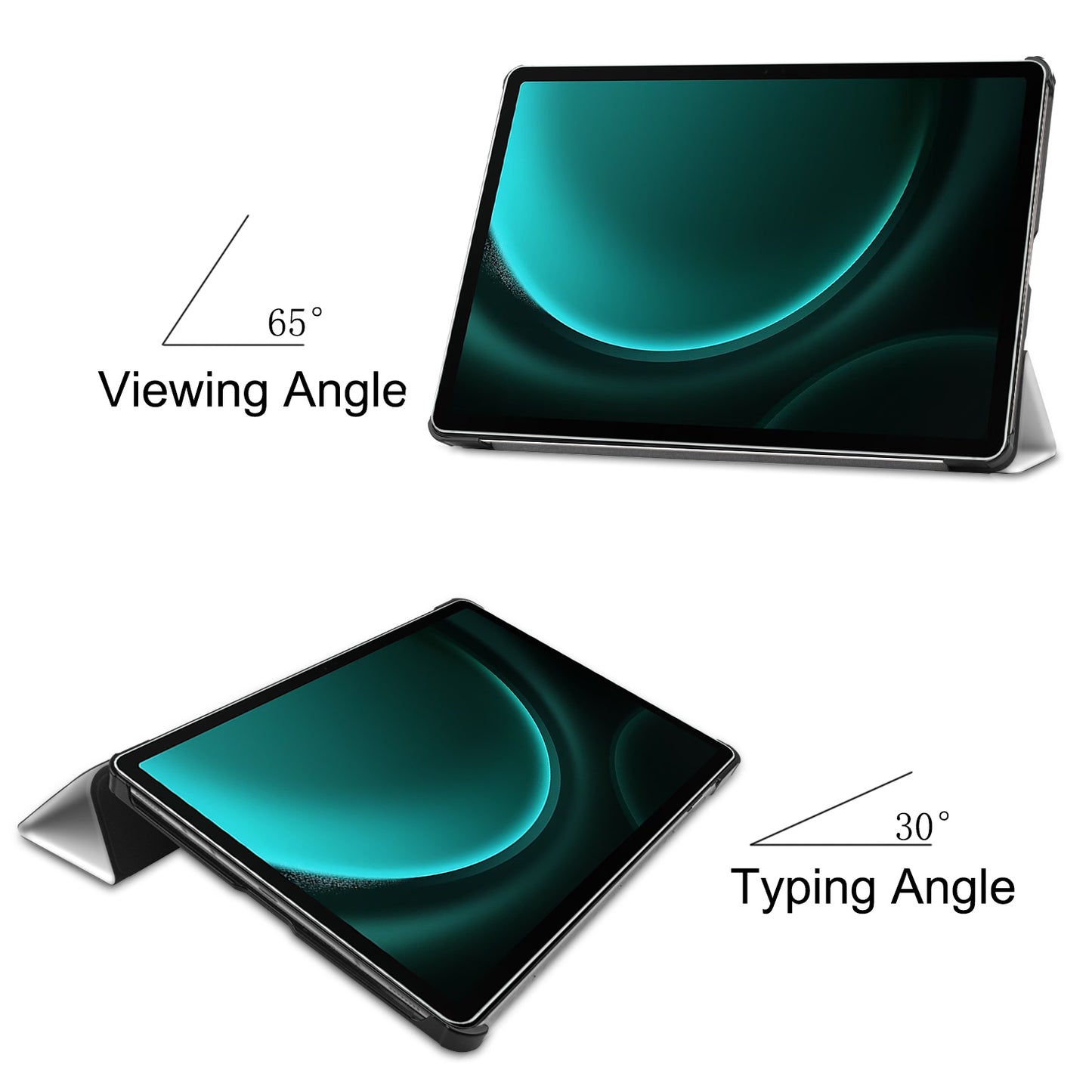 For Samsung Galaxy Tab S9 FE+ Case Tri-fold Stand PU Leather Tablet Cover - Cat