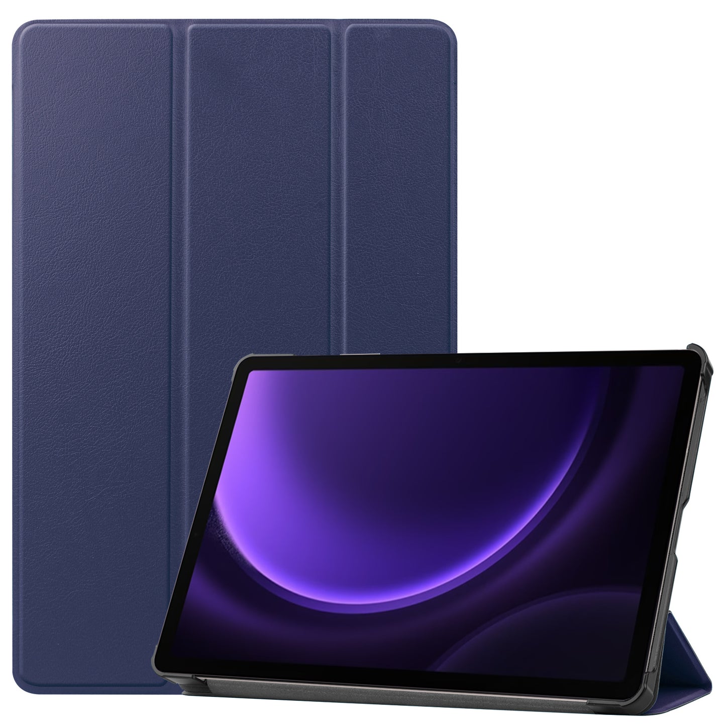 For Samsung Galaxy Tab S9 FE Case Tri-fold Stand PU Leather Tablet Cover - Dark Blue