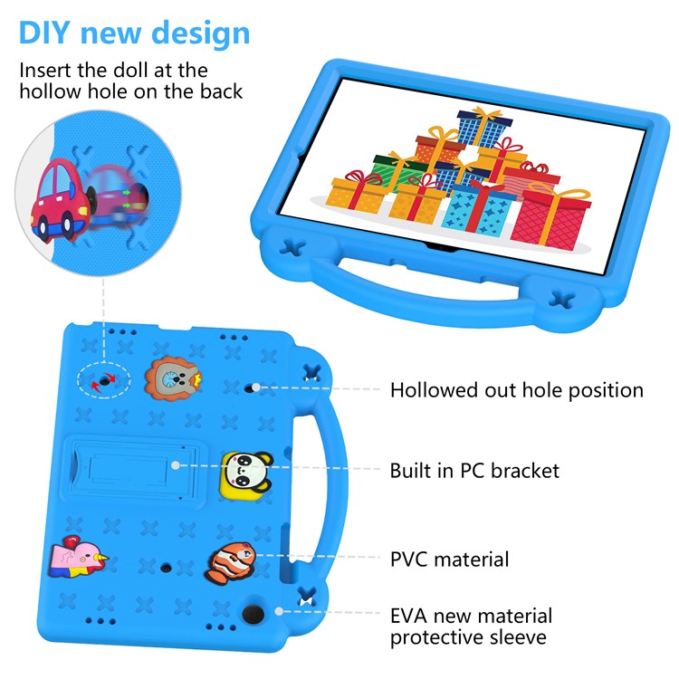 For Samsung Galaxy Tab A9+ Case EVA Protective Tablet Cover Kids Friendly Grip Handle Kickstand Case - Sky Blue