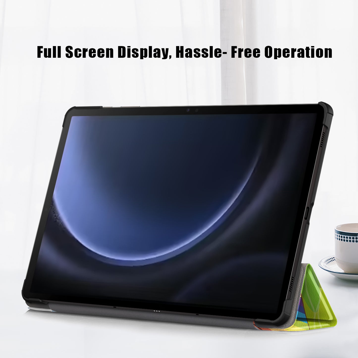 For Samsung Galaxy Tab S9 FE sm-x510 sm-x516 Case Tri-fold Stand Pattern Printing Tablet Cover - Horse