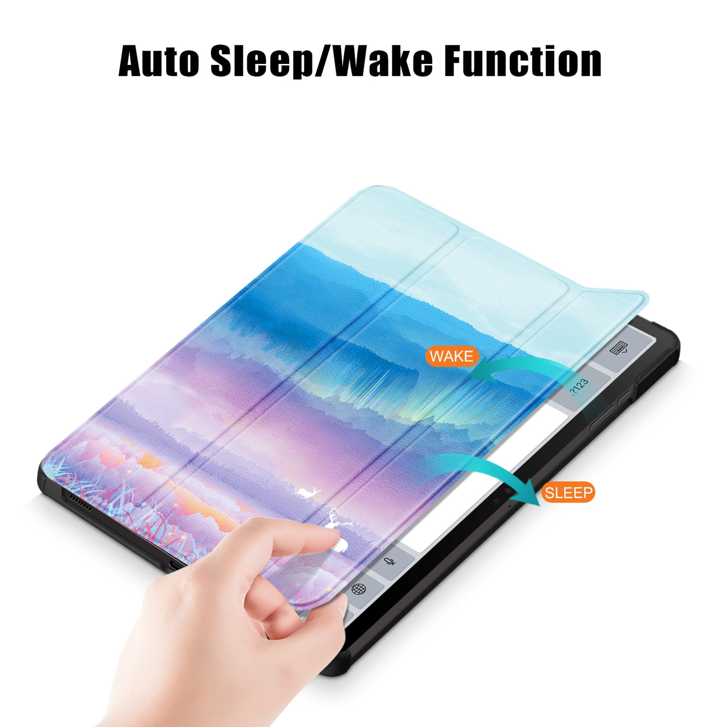 For Samsung Galaxy Tab S9 FE sm-x510 sm-x516 Case Tri-fold Stand Pattern Printing Tablet Cover - Fantasy Deer