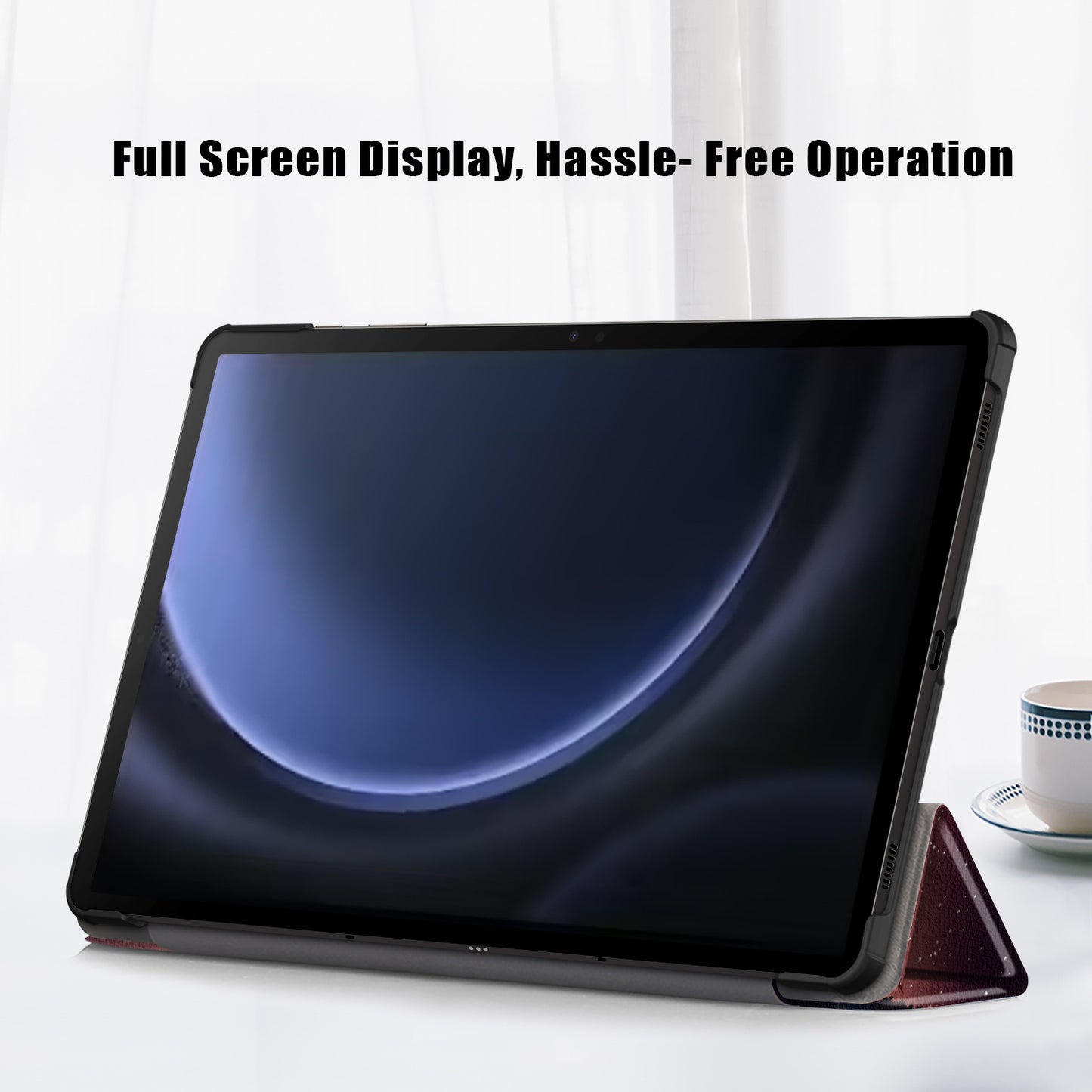 For Samsung Galaxy Tab S9 FE sm-x510 sm-x516 Case Tri-fold Stand Pattern Printing Tablet Cover - Nightfall