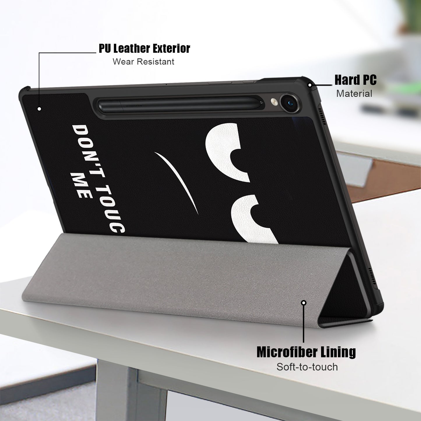 For Samsung Galaxy Tab S9 FE sm-x510 sm-x516 Case Tri-fold Stand Pattern Printing Tablet Cover - Don't Touch Me