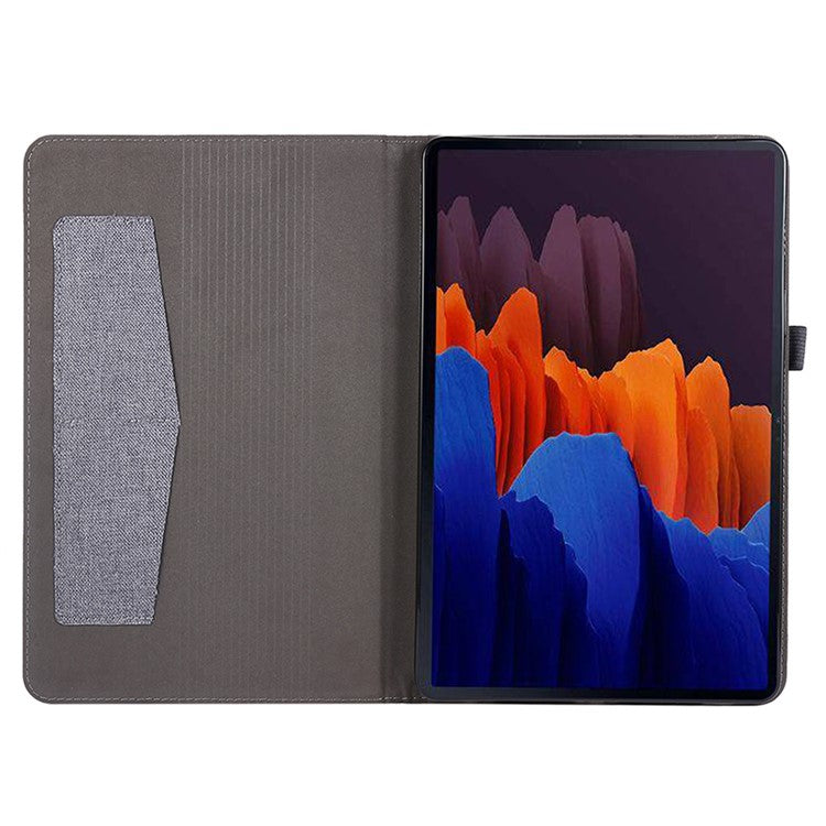 For Samsung Galaxy Tab S9 Ultra Case Cloth Texture Card Holder Tablet Stand Cover - Grey