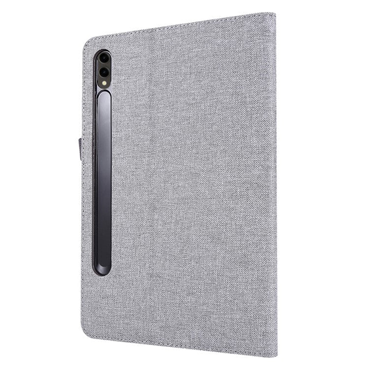 For Samsung Galaxy Tab S9 Ultra Case Cloth Texture Card Holder Tablet Stand Cover - Grey