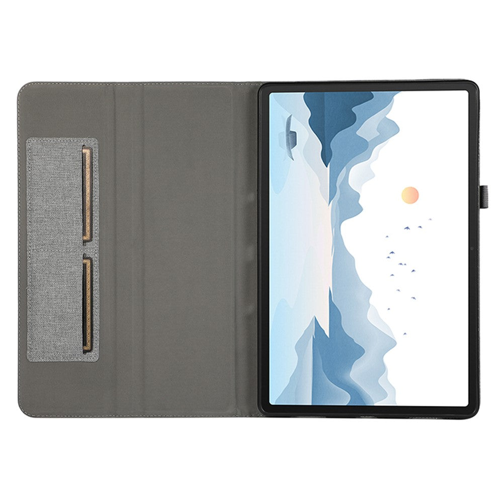 For Lenovo Tab P12 Case Cloth Texture Leather Tablet Cover with Card Holder - Grey