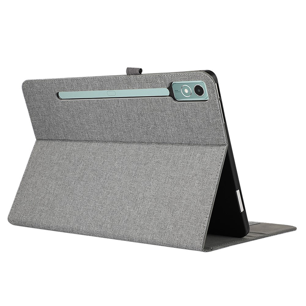 For Lenovo Tab P12 Case Cloth Texture Leather Tablet Cover with Card Holder - Grey