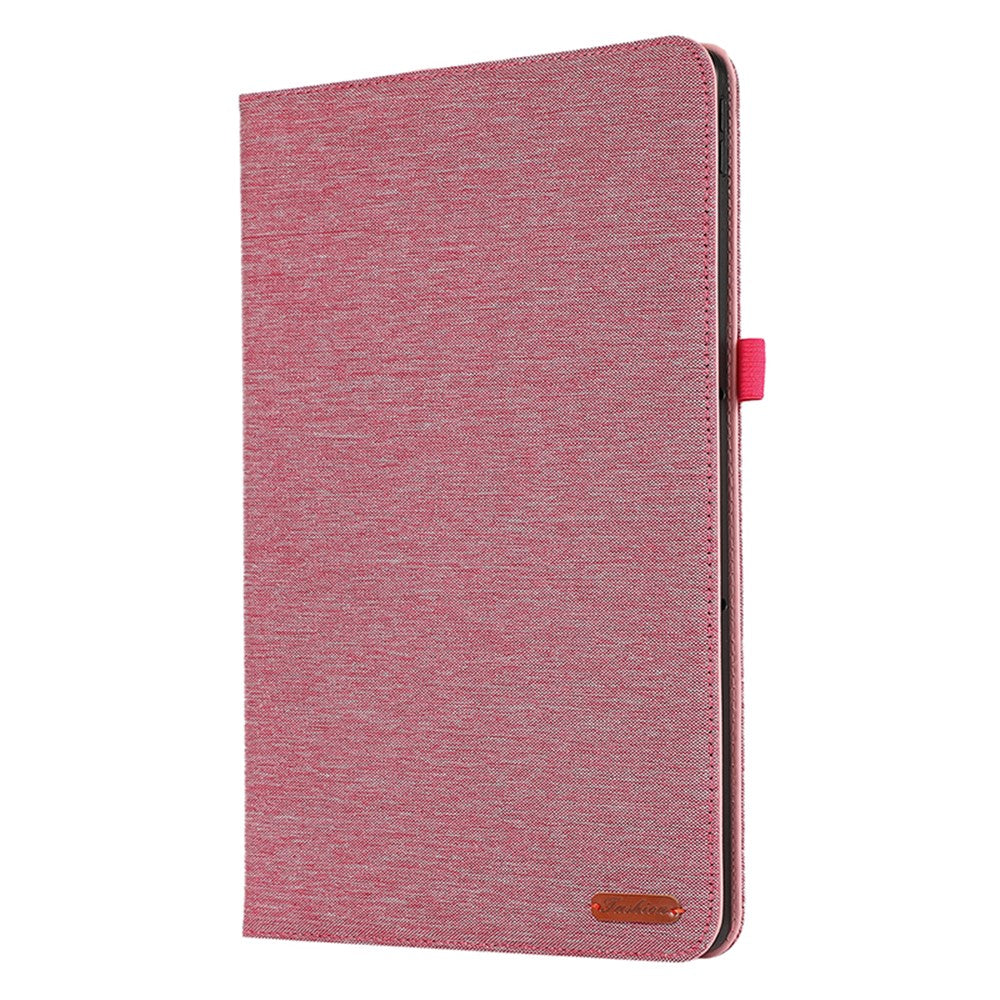 For Lenovo Tab P12 Case Cloth Texture Leather Tablet Cover with Card Holder - Pink
