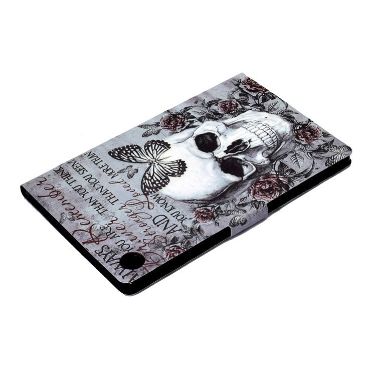 For Samsung Galaxy Tab A9 Case Card Slots Stand Tablet Leather Cover - Skull