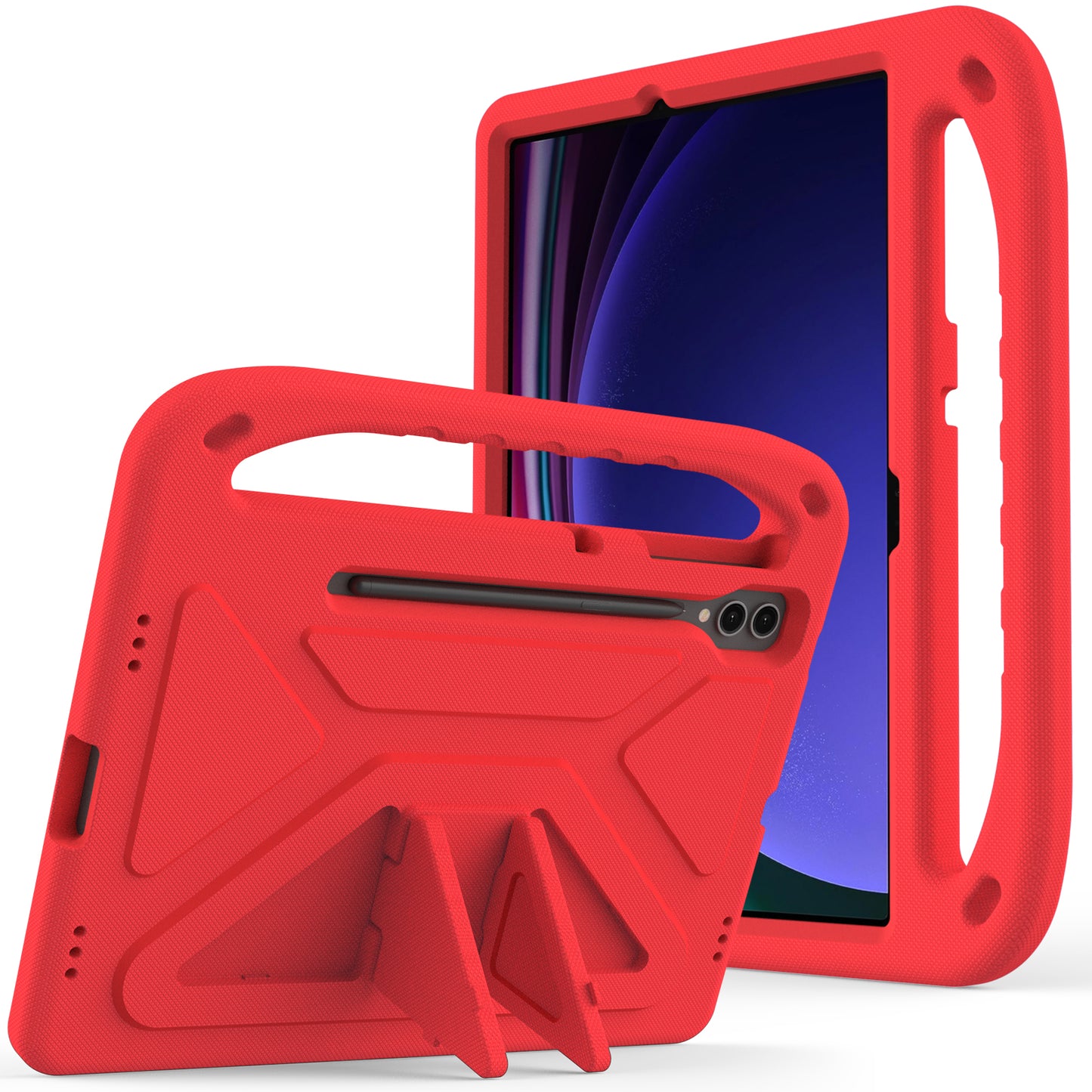 For Samsung Galaxy Tab S9 FE+ Case Hand Grip EVA Tablet Kickstand Cover - Red