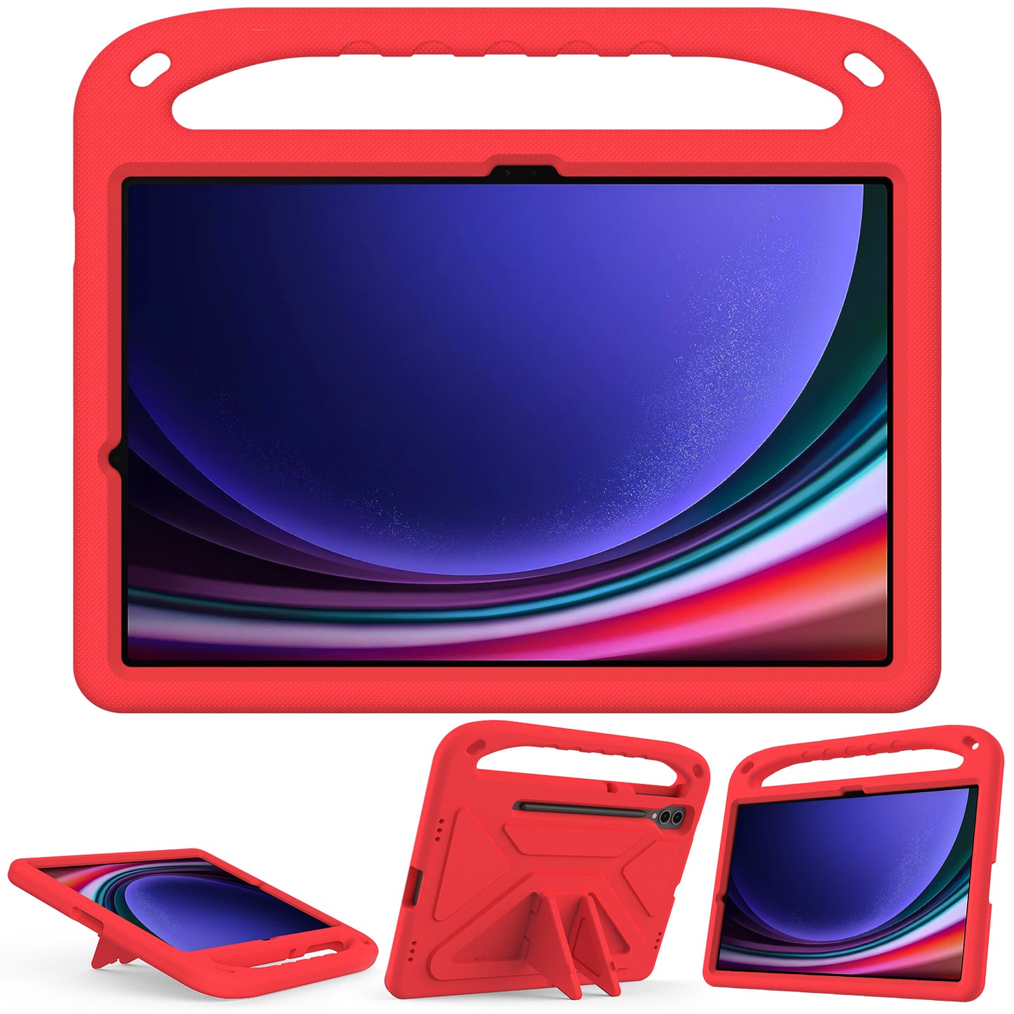 For Samsung Galaxy Tab S9 FE+ Case Hand Grip EVA Tablet Kickstand Cover - Red