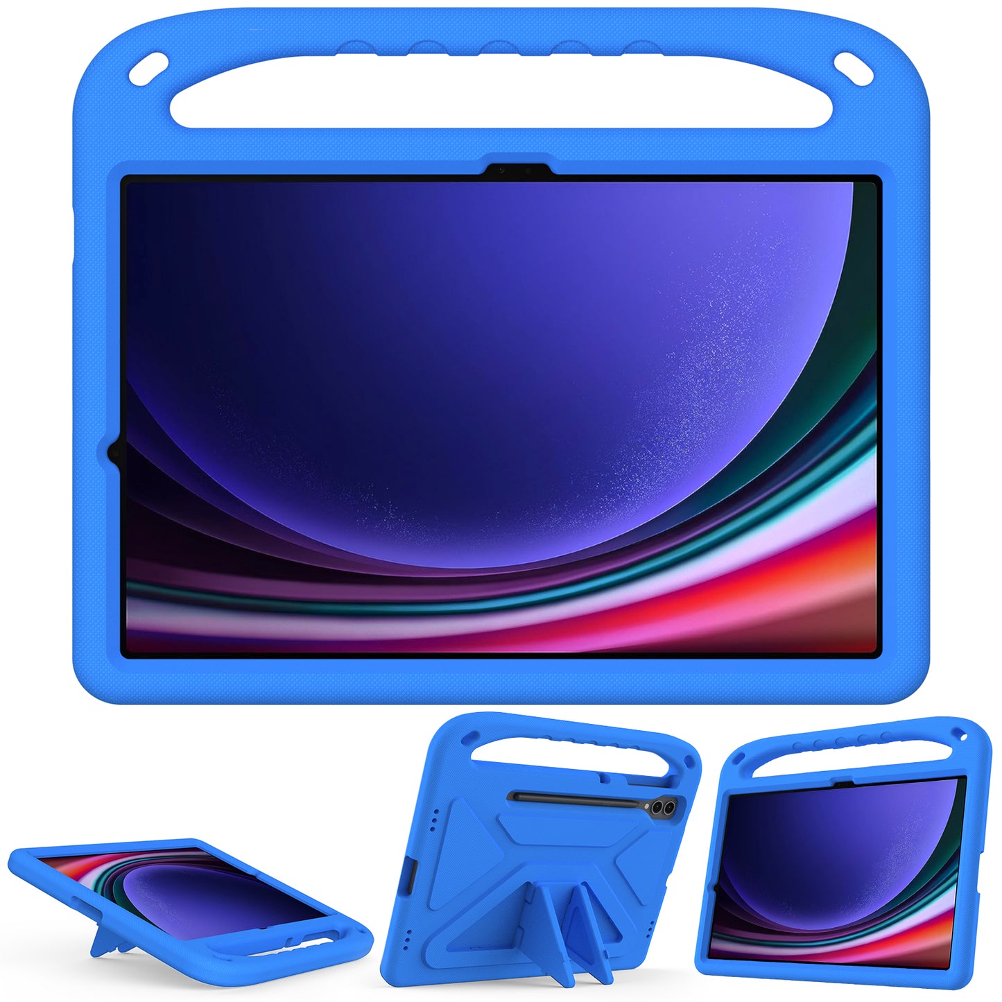 For Samsung Galaxy Tab S9 FE+ Case Hand Grip EVA Tablet Kickstand Cover - Blue