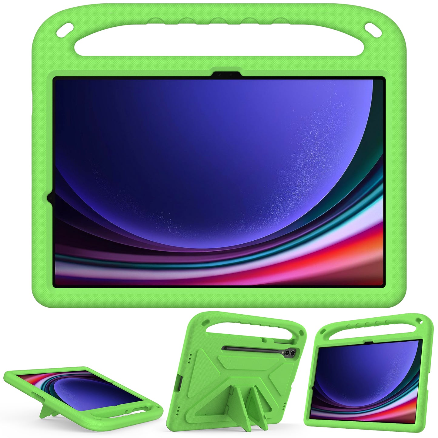 For Samsung Galaxy Tab S9 FE+ Case Hand Grip EVA Tablet Kickstand Cover - Green