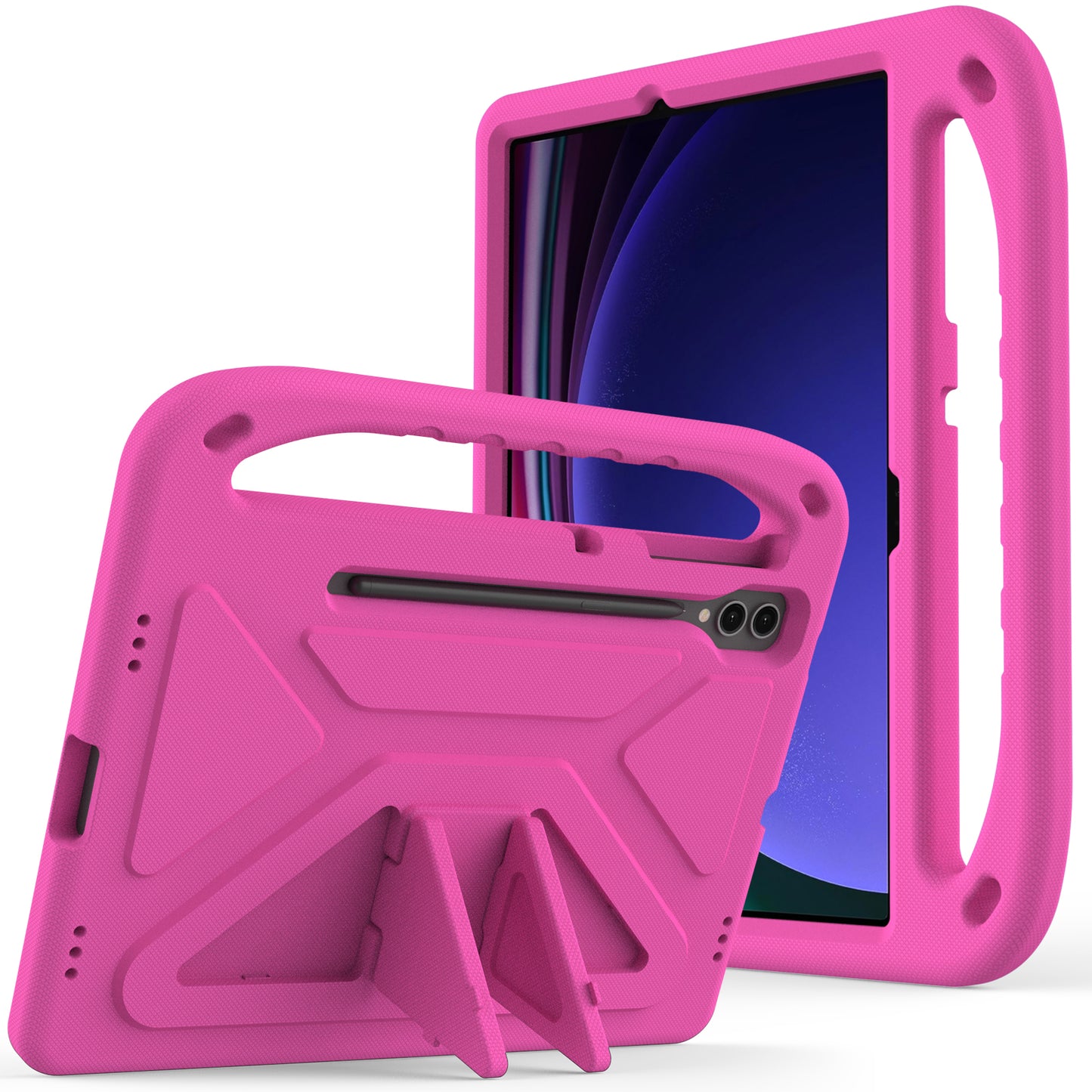 For Samsung Galaxy Tab S9 FE+ Case Hand Grip EVA Tablet Kickstand Cover - Rose