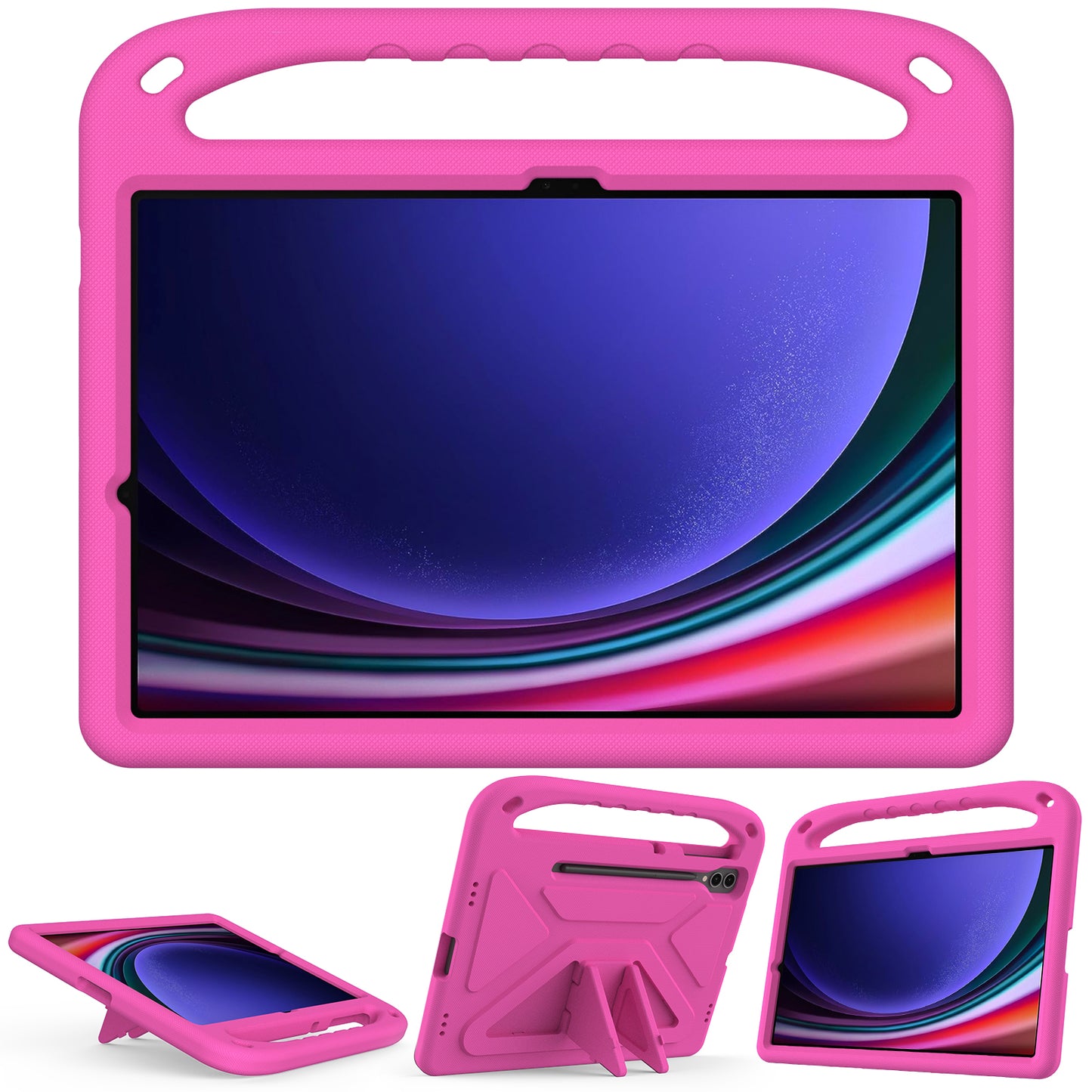 For Samsung Galaxy Tab S9 FE+ Case Hand Grip EVA Tablet Kickstand Cover - Rose