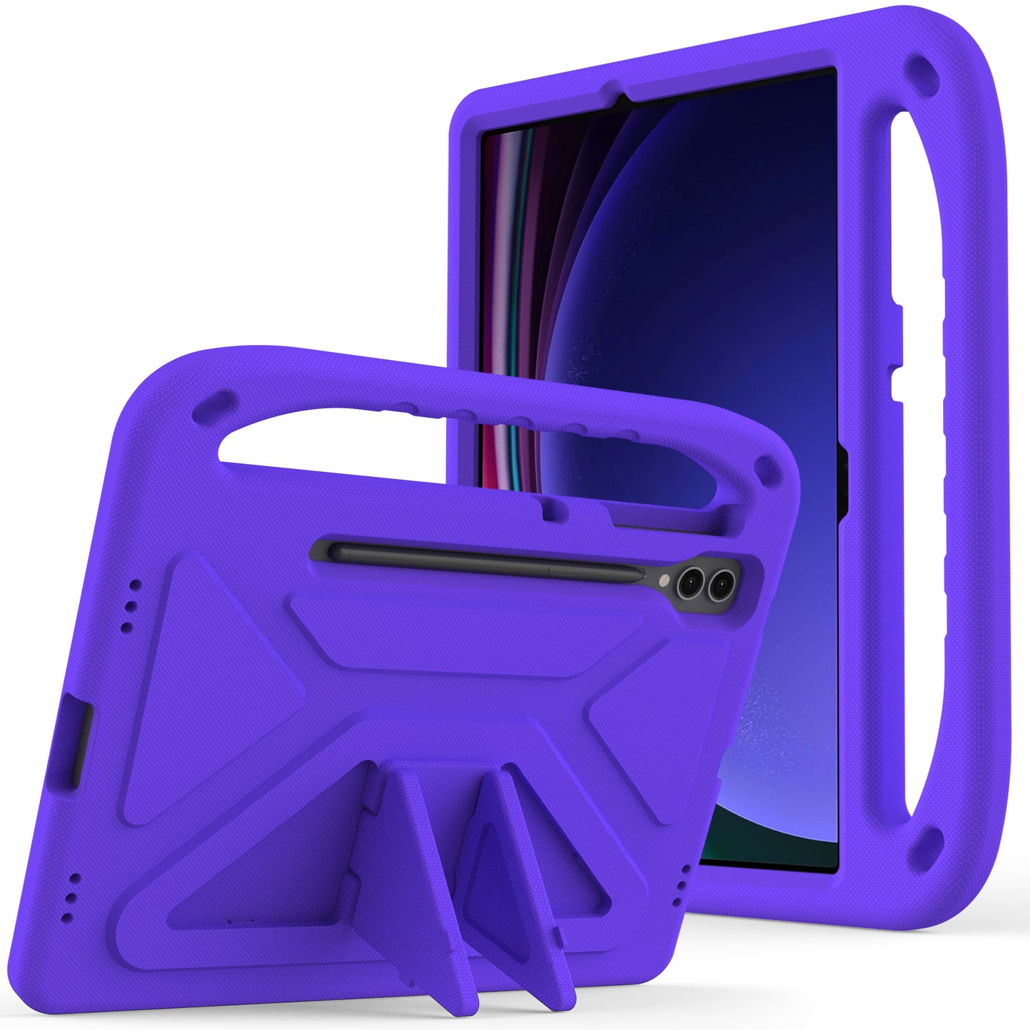 For Samsung Galaxy Tab S9 FE+ Case Hand Grip EVA Tablet Kickstand Cover - Purple