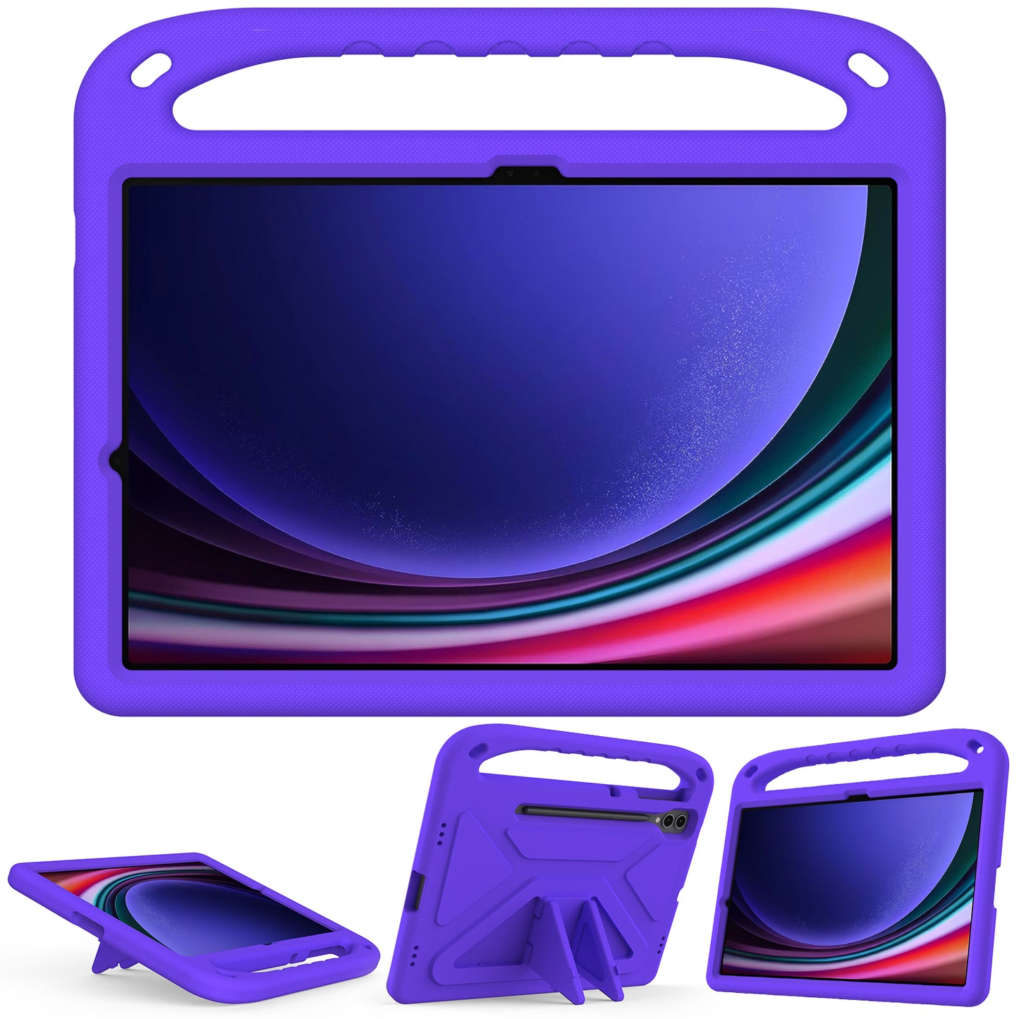 For Samsung Galaxy Tab S9 FE+ Case Hand Grip EVA Tablet Kickstand Cover - Purple