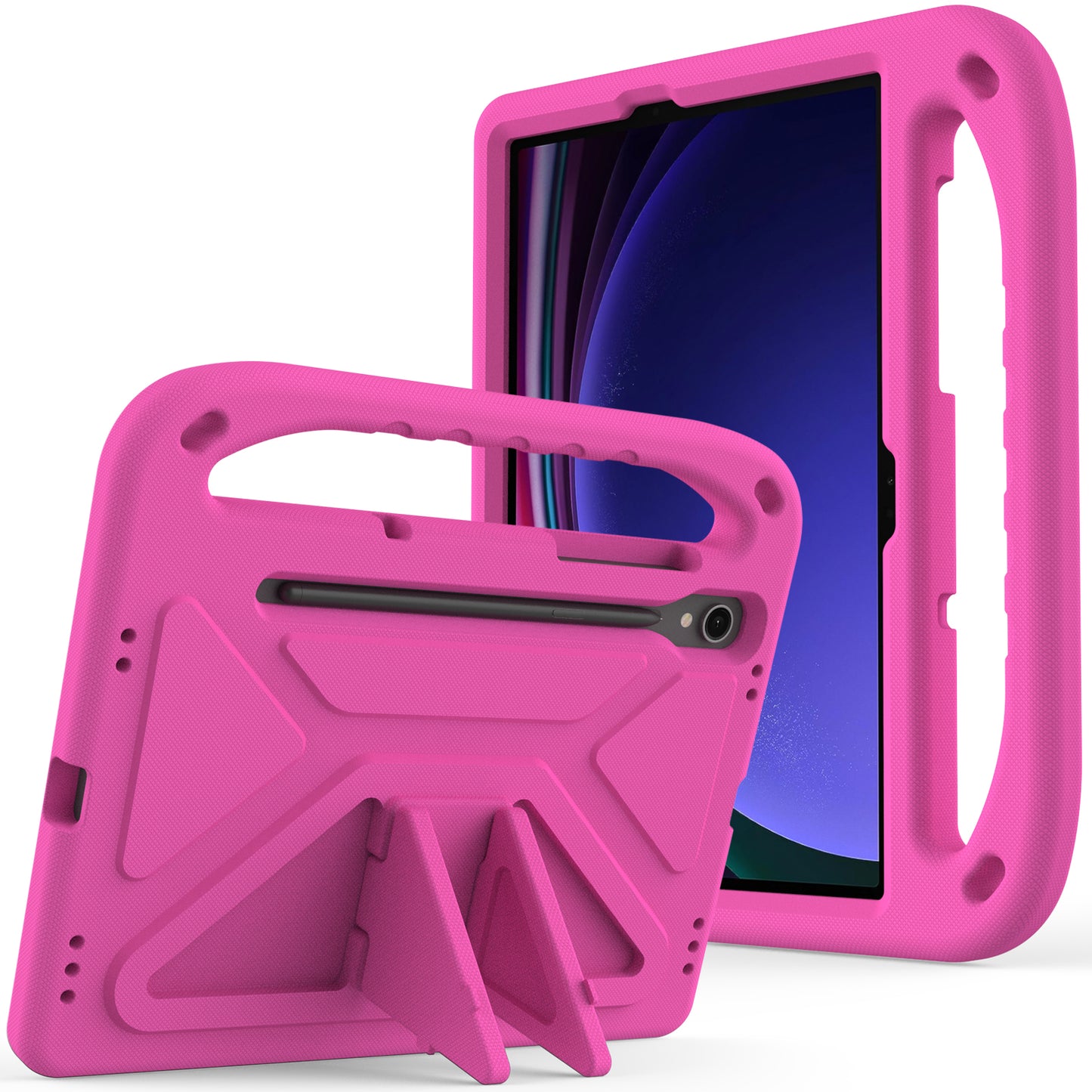For Samsung Galaxy Tab S9 FE Case Kickstand EVA Tablet Cover with Hand Grip - Rose