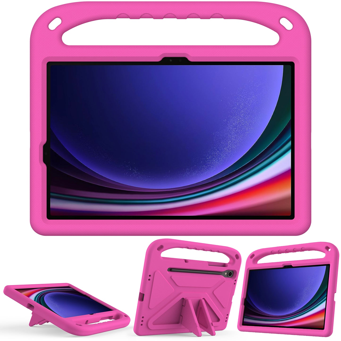 For Samsung Galaxy Tab S9 FE Case Kickstand EVA Tablet Cover with Hand Grip - Rose