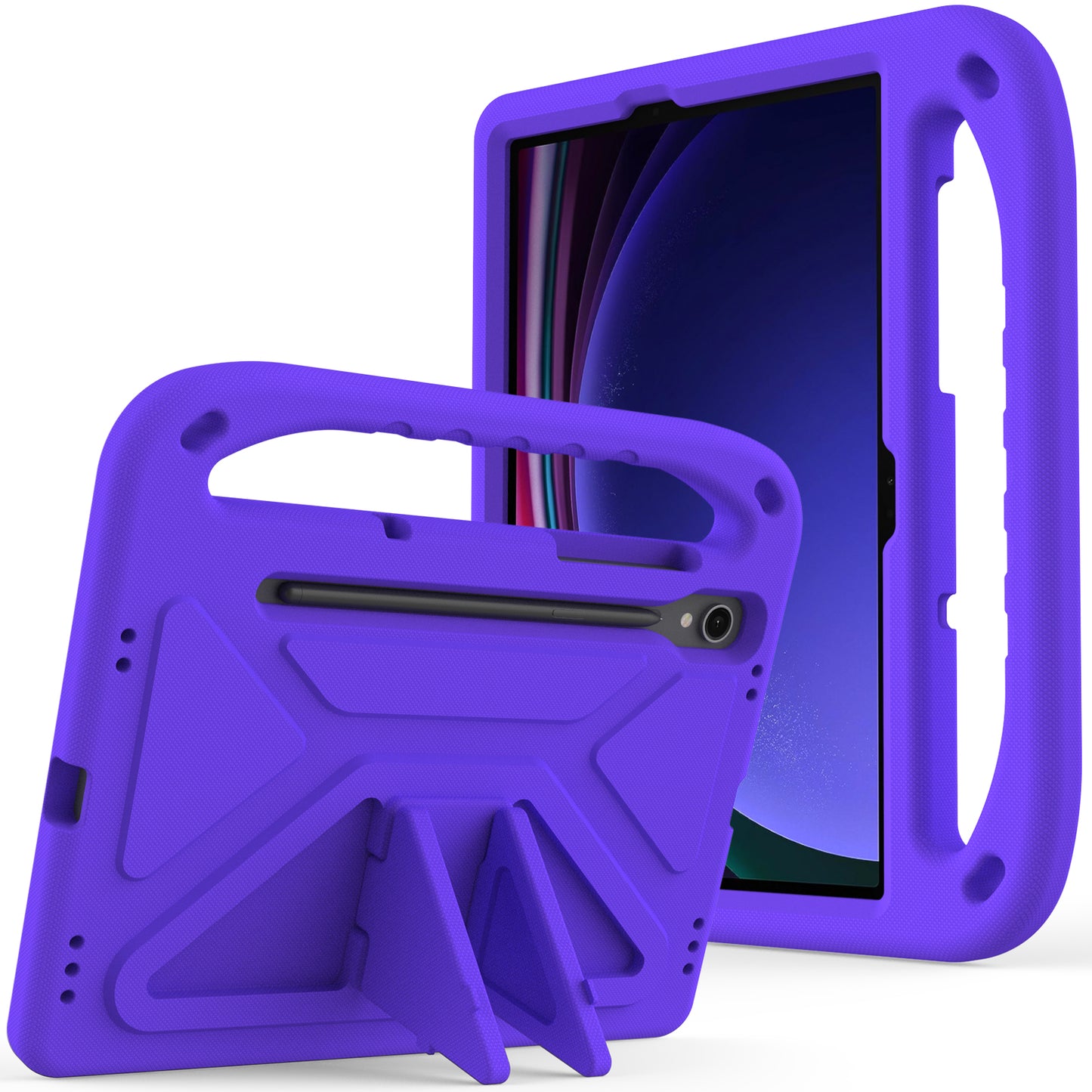 For Samsung Galaxy Tab S9 FE Case Kickstand EVA Tablet Cover with Hand Grip - Purple
