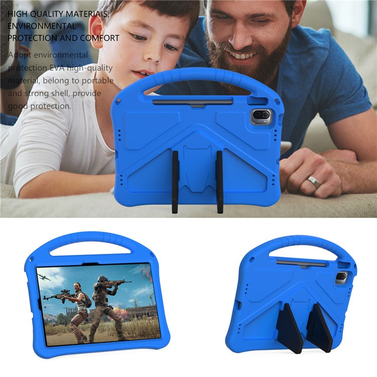 For Xiaomi Pad 6 / Pad 6 Pro / Huawei MatePad SE 11 Kids Tablet Case Handle Kickstand Rugged EVA Cover - Blue