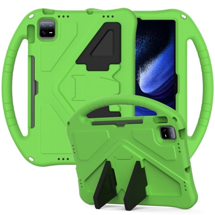 For Xiaomi Pad 6 / Pad 6 Pro / Huawei MatePad SE 11 Kids Tablet Case Handle Kickstand Rugged EVA Cover - Green