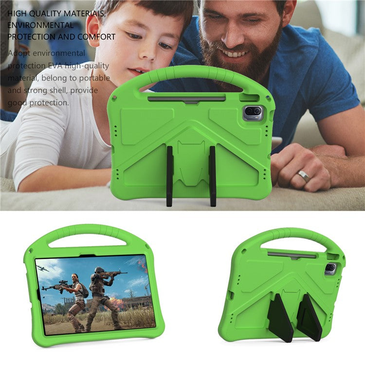 For Xiaomi Pad 6 / Pad 6 Pro / Huawei MatePad SE 11 Kids Tablet Case Handle Kickstand Rugged EVA Cover - Green