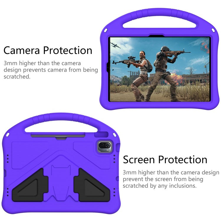 For Xiaomi Pad 6 / Pad 6 Pro / Huawei MatePad SE 11 Kids Tablet Case Handle Kickstand Rugged EVA Cover - Purple