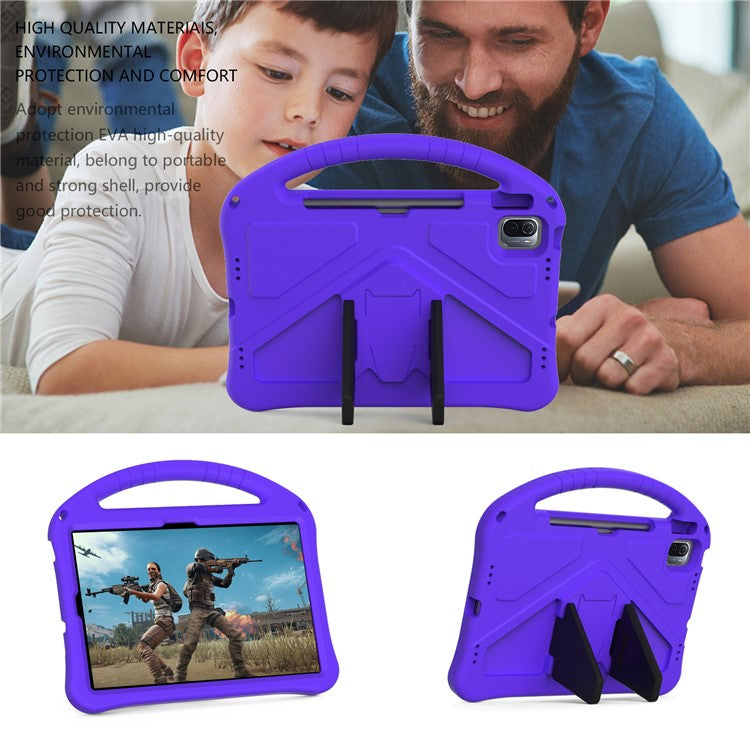For Xiaomi Pad 6 / Pad 6 Pro / Huawei MatePad SE 11 Kids Tablet Case Handle Kickstand Rugged EVA Cover - Purple