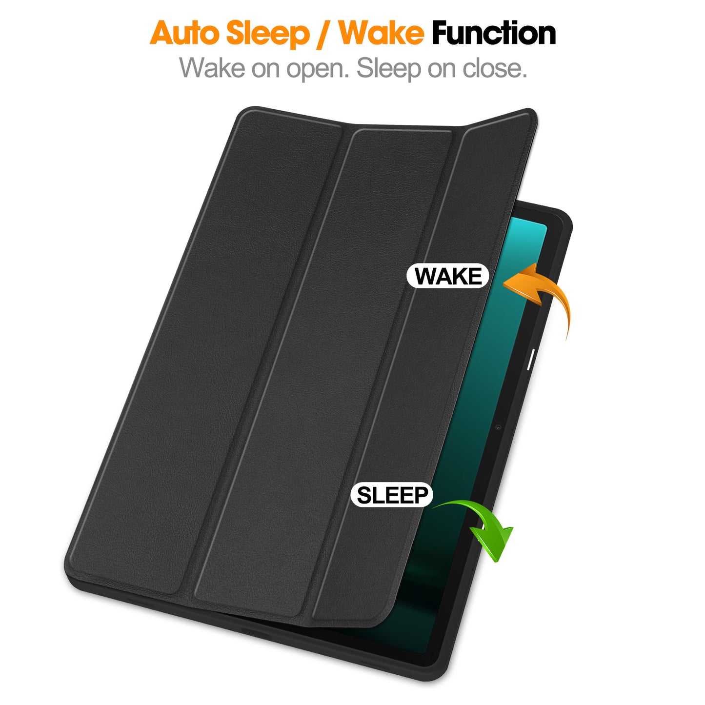 For Samsung Galaxy Tab S9 FE+ / Tab S9+ Case PU Leather+TPU Auto Sleep / Wake Tablet Cover with Pencil Holder - Black