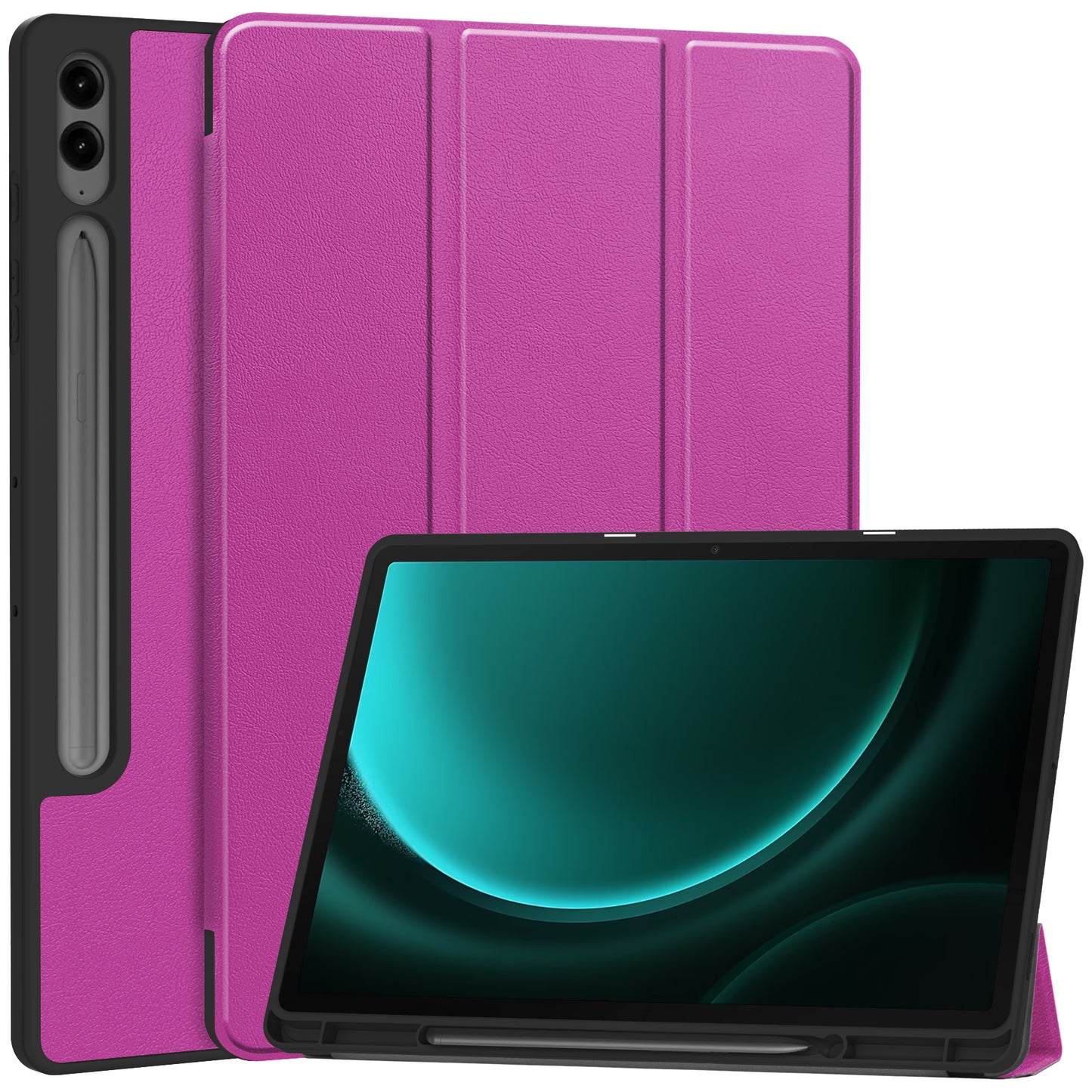 For Samsung Galaxy Tab S9 FE+ / Tab S9+ Case PU Leather+TPU Auto Sleep / Wake Tablet Cover with Pencil Holder - Purple