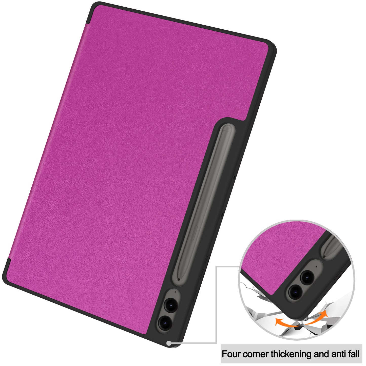 For Samsung Galaxy Tab S9 FE+ / Tab S9+ Case PU Leather+TPU Auto Sleep / Wake Tablet Cover with Pencil Holder - Purple