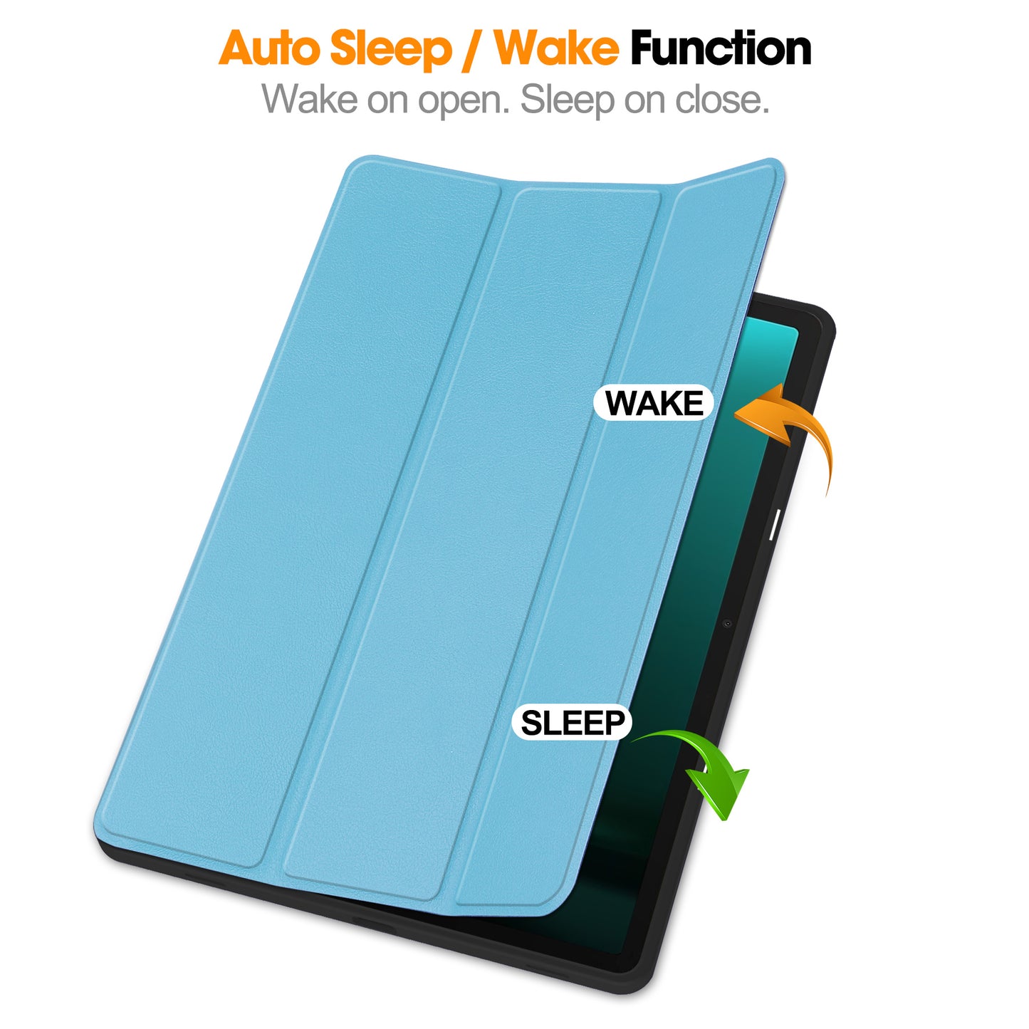 For Samsung Galaxy Tab S9 FE+ / Tab S9+ Case PU Leather+TPU Auto Sleep / Wake Tablet Cover with Pencil Holder - Sky Blue