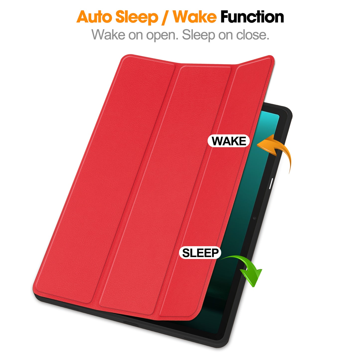 For Samsung Galaxy Tab S9 FE+ / Tab S9+ Case PU Leather+TPU Auto Sleep / Wake Tablet Cover with Pencil Holder - Red