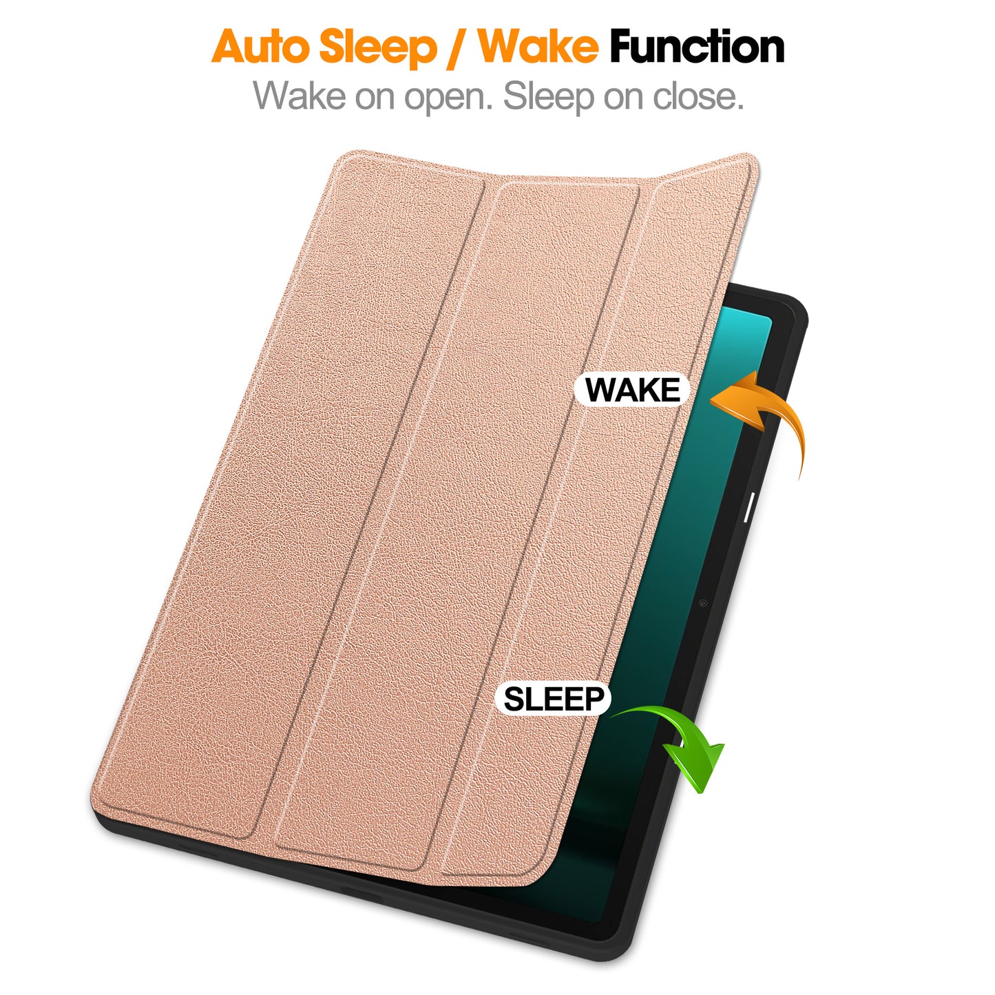 For Samsung Galaxy Tab S9 FE+ / Tab S9+ Case PU Leather+TPU Auto Sleep / Wake Tablet Cover with Pencil Holder - Rose Gold