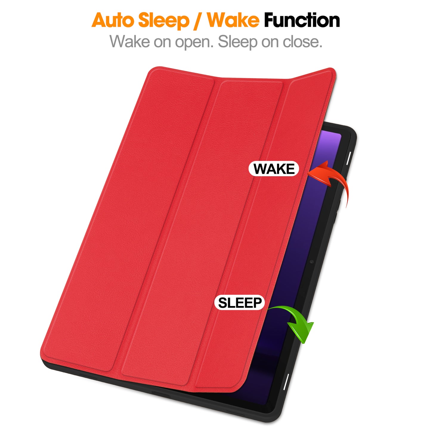 For Samsung Galaxy Tab S9 FE / Tab S9 Smart Case PU Leather+TPU Trifold Stand Tablet Cover with Pencil Holder - Red