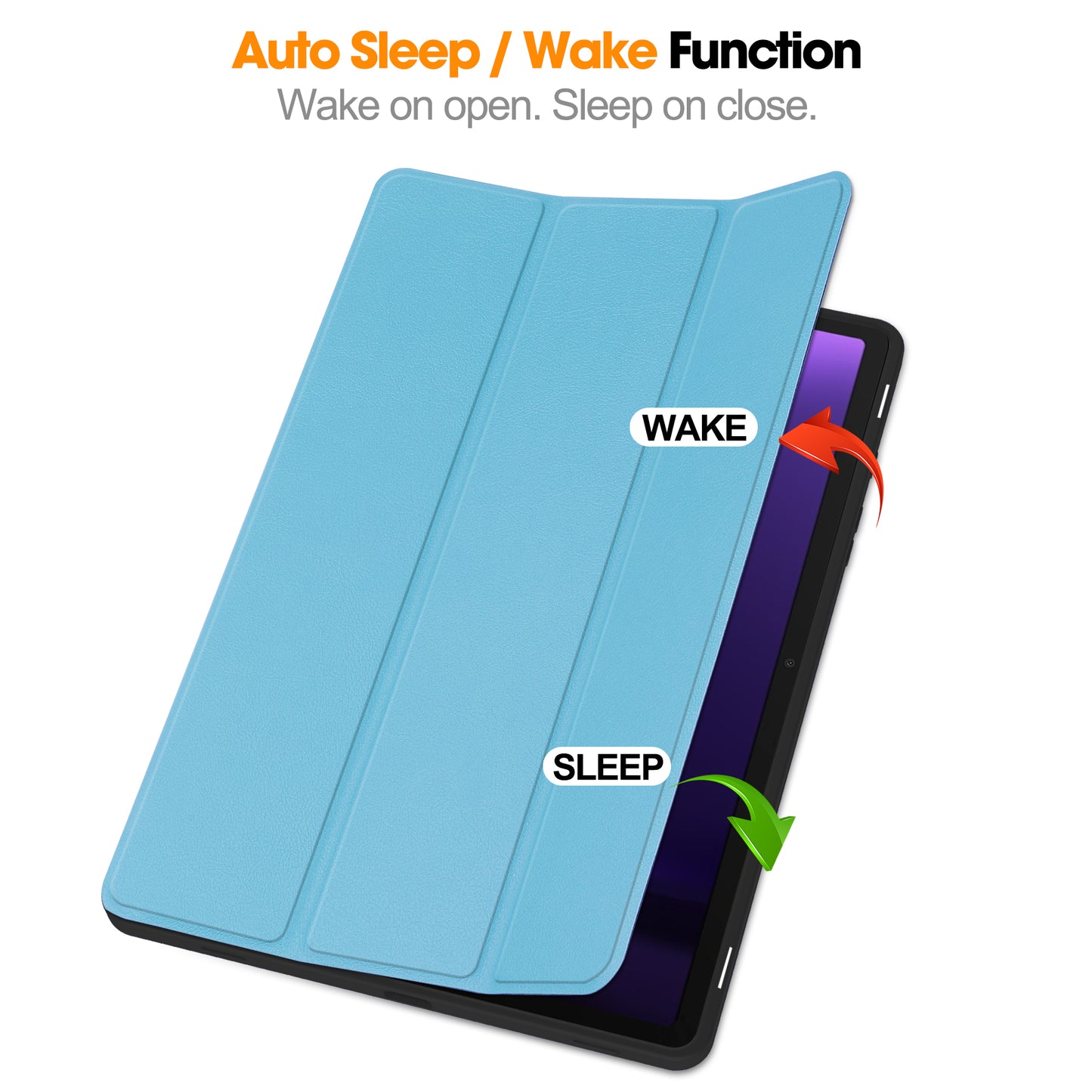 For Samsung Galaxy Tab S9 FE / Tab S9 Smart Case PU Leather+TPU Trifold Stand Tablet Cover with Pencil Holder - Sky Blue
