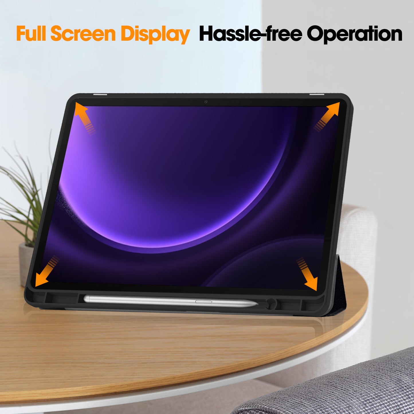 For Samsung Galaxy Tab S9 FE / Tab S9 Case Leather Pattern Printing Smart Tablet Cover with Pencil Holder - Don't Touch Me