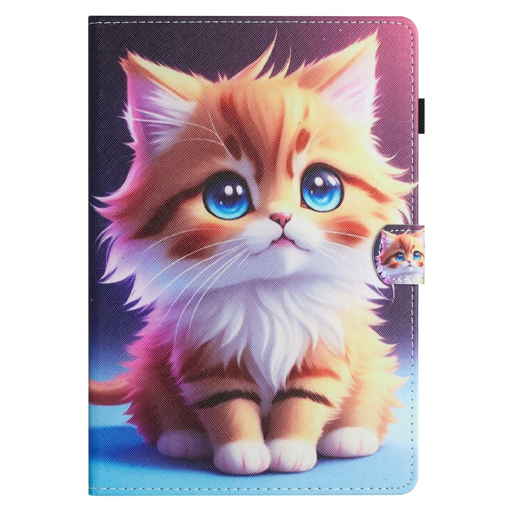 For Lenovo Tab M10 Plus X606F Case Stitching Pattern Printing Stand Tablet Cover - Cat