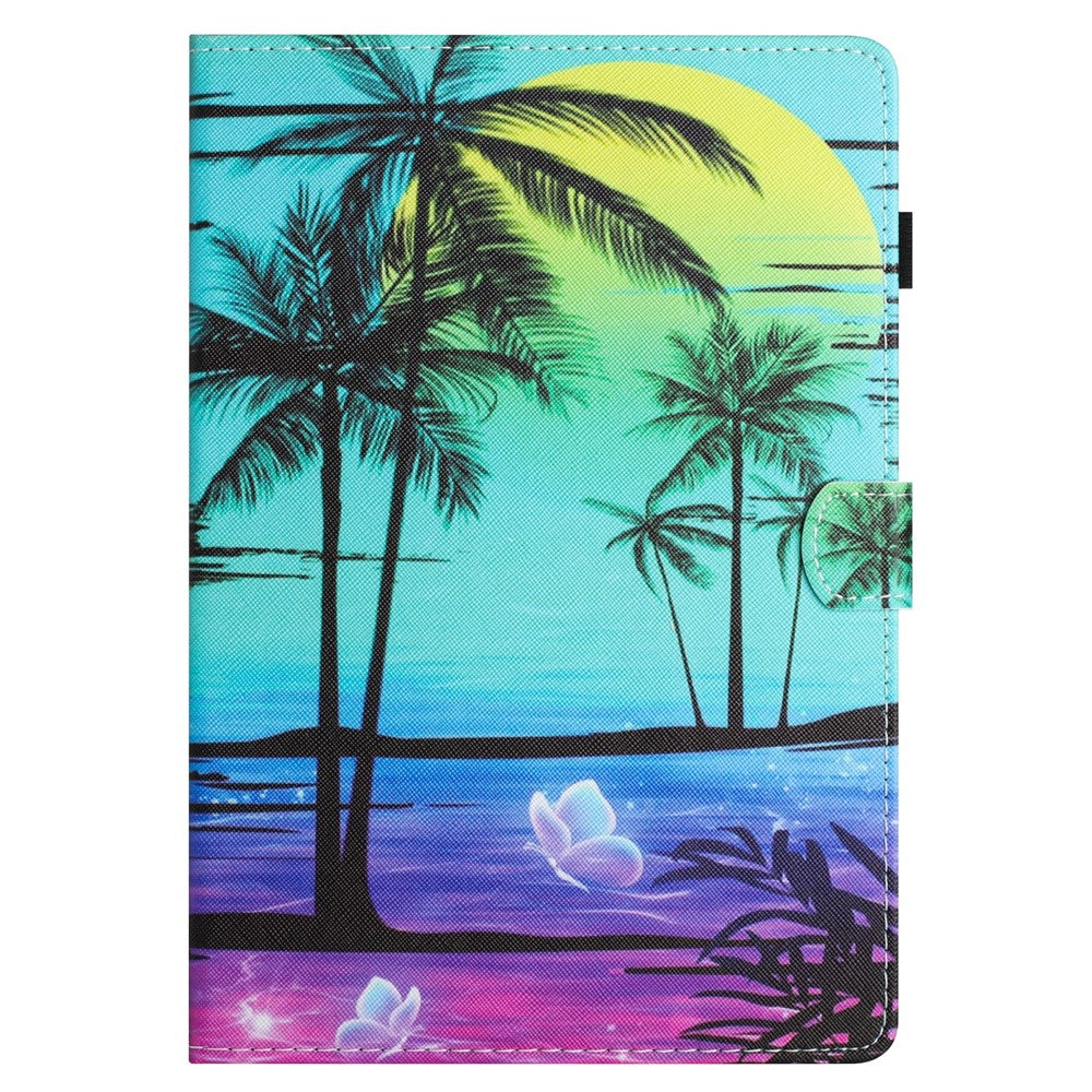 For Lenovo Tab M10 Plus X606F Case Stitching Pattern Printing Stand Tablet Cover - Coconut Palm