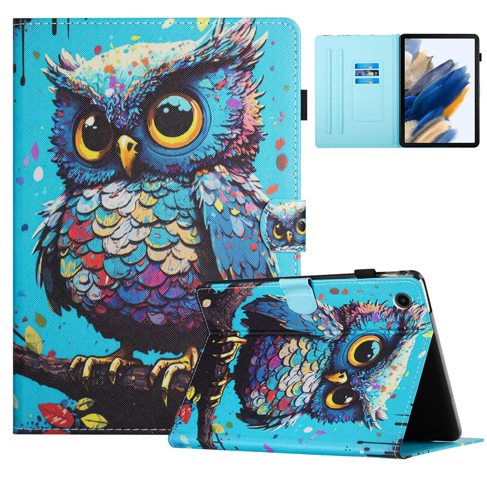 For Lenovo Tab M10 Plus X606F Case Stitching Pattern Printing Stand Tablet Cover - Owl