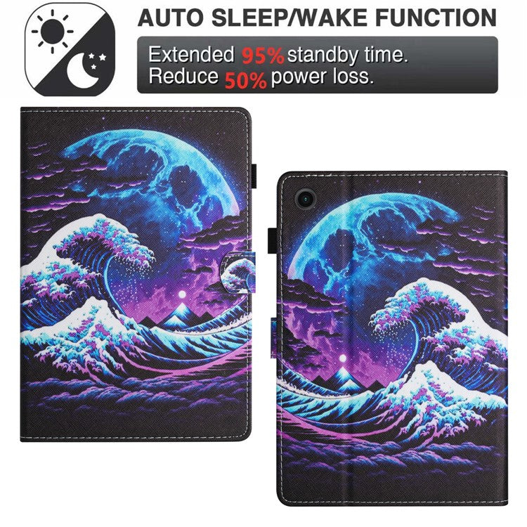 For Samsung Galaxy Tab A8 10.5 (2021) X205 X200 / (2022) Case PU Leather Card Holder Tablet Cover - Sea Wave